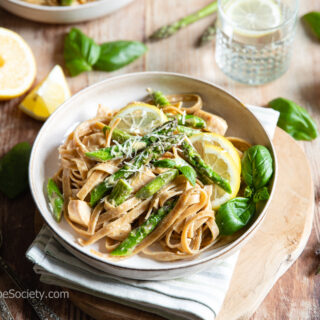 Creamy Lemon asparagus chicken pasta